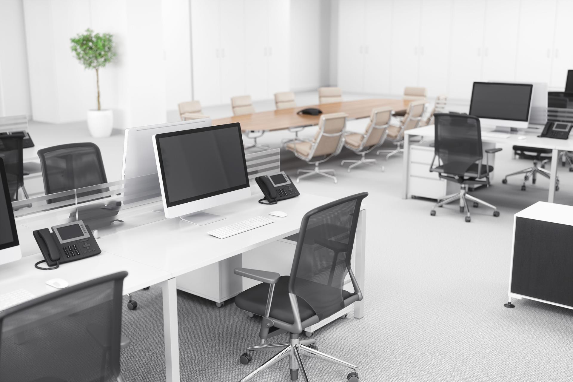 Office Desk In A Modern Office Interior